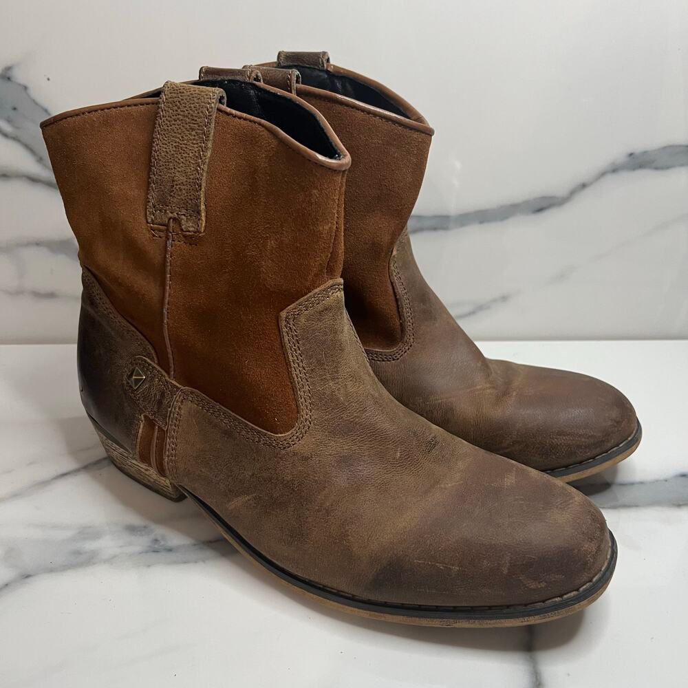 Sterling River Women's Brown Leather Western Rodeo Festival Ankle Boots Sz 10